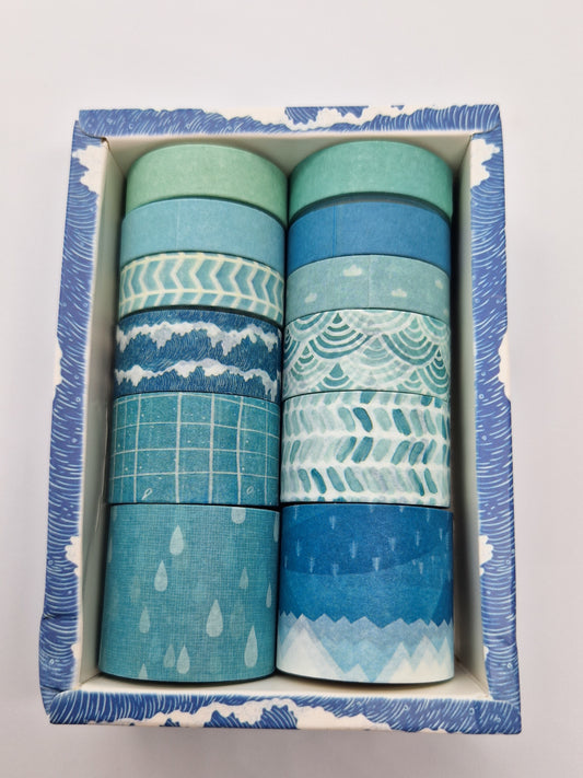Coffret 12 Washi Tape « Blue Waves »