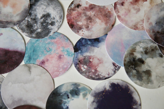 Stickers Planètes aquarelle - Autocollant Bullet journal - Loisirs créatifs