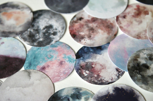 Stickers Planètes aquarelle - Autocollant Bullet journal - Loisirs créatifs