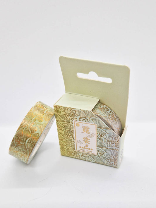 Washi Tape Japonais de Qualité Supérieure - « Vague Kanagawa dorée »