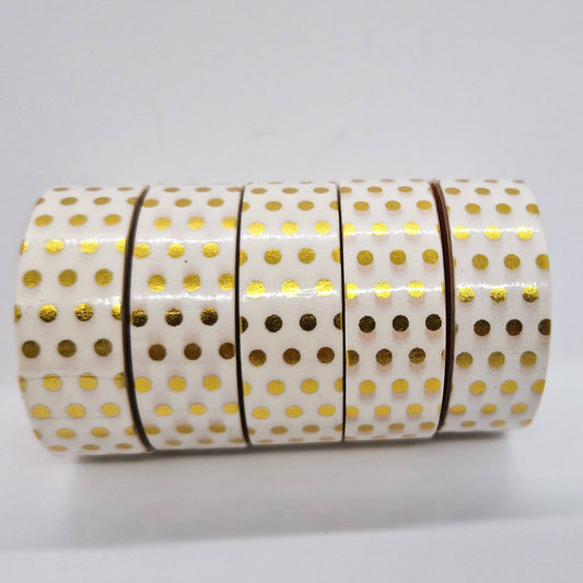 Washi Tape Japonais de Qualité Supérieure - « pois dorés » Masking tape