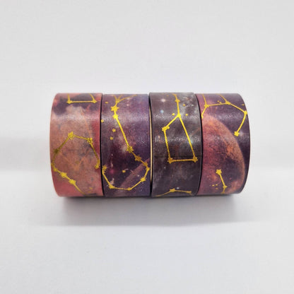 Coffret Washi Tape Japonais de Qualité Supérieure - Set de 4 rouleaux de Washi Tape - « Constellation »