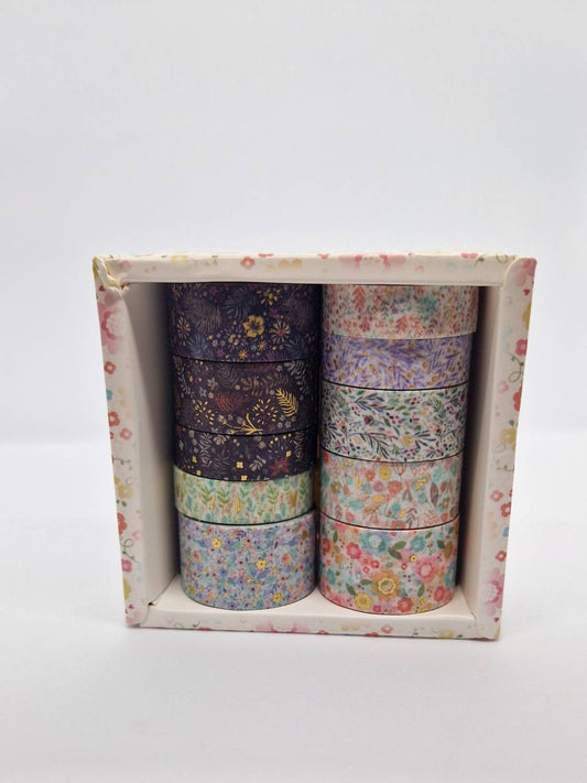 Coffret Washi Tape Japonais de Qualité Supérieure - Set de 10 rouleaux de Washi Tape - « Flower Vine »