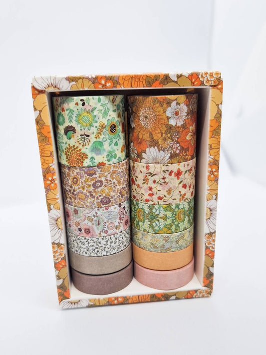 Coffret Washi Tape Japonais de Qualité Supérieure - Set de 12 rouleaux de Washi Tape - « Floscular Thoughts »