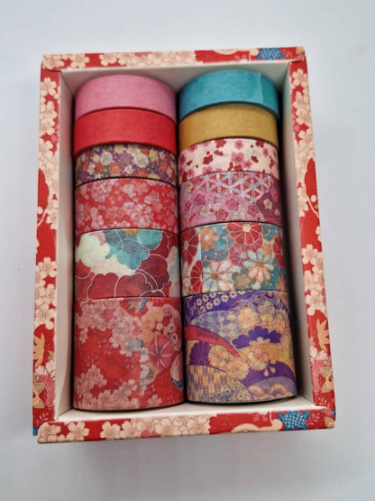 Coffret Washi Tape Japonais de Qualité Supérieure - Set de 12 rouleaux de Washi Tape - « Zephyr Cherry »