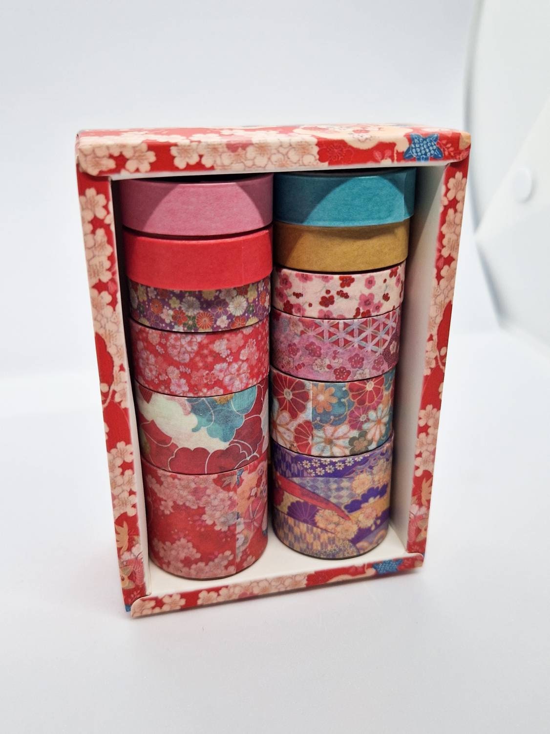 Coffret Washi Tape Japonais de Qualité Supérieure - Set de 12 rouleaux de Washi Tape - « Zephyr Cherry »