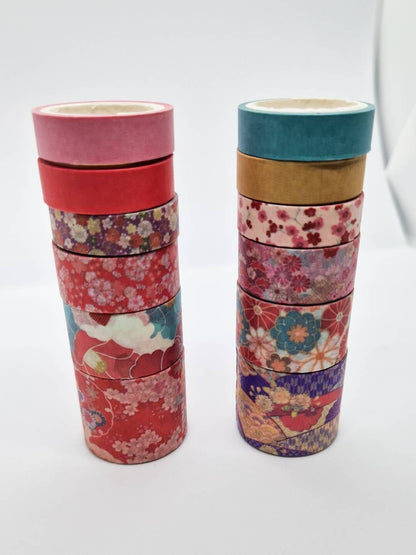 Coffret Washi Tape Japonais de Qualité Supérieure - Set de 12 rouleaux de Washi Tape - « Zephyr Cherry »